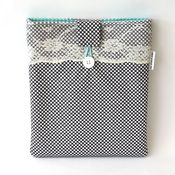 Image of ipad case - grey dot with lace 