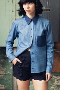 Image of Floral Eyelet High-Waisted Shorts w/ Scalloped Hem