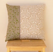 Image of Green & White Leaves Panel Cushion - 45cm x 45cm