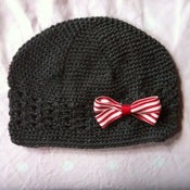 Image of Charcoal Crochet Beanie with Clip Bow