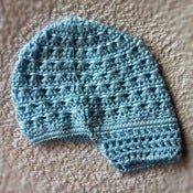 Image of Light Blue Newsboy Style Crochet Beanie