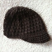 Image of Dark Brown Newsboy Style Crochet Beanie