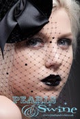 Image of "Lilith" Black Velvet Fascinator Vintage Inspired Avant Garde Veiled Hat 40's 50's Retro UK 