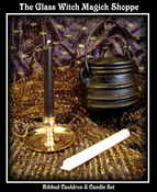 Image of 4 1/2" Ribbed Cast Iron Cauldron With Lid & Candle Set