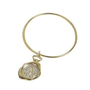 Image of Personalised Gold Wax Seal Bangle (A-Z)