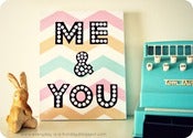 Image of "ME & YOU" pastel Chevron wood mounted print PLAQUE