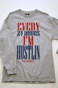 Image of Joint Venture Every 24 Hours Gray Long Sleeve Tee/Red & Royal Blue Print