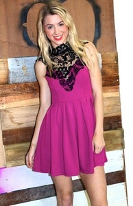 Image of TIED CROCHET DRESS - MAGENTA