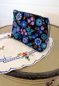 Image of Small make up purse/blue and purple floral