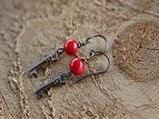 Image of Key and Coral Earrings