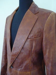 Image of soft brown leather sport coat