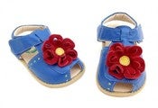 Image of Livie & Luca, sandal blå med rød blomst