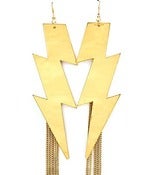 Image of Thunder Bolt Tassle Earrings (Silver, Gold)