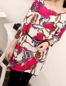 Image of Chain Scarf Print Fuchsia Top/Dress