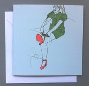 Image of 'Kath ties shoes' Greetings card