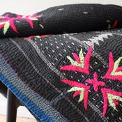Image of Vintage Indian Kantha Bedspread - Black