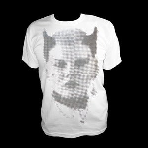 Image of Soo Catwoman White Halftone Tee (Metallic Silver Print)