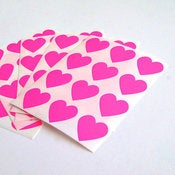 Image of Mini Neon Pink Heart Stickers - Set of 60