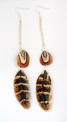 Image of Pheasant feather chain earrings