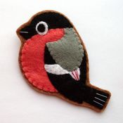 Image of Bullfinch, Felt Bird Brooch