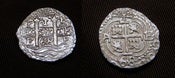 Image of 1668. 1 Real Cob Coin, Spanish Colonial Pirate Silver (Reproduction/Replica)