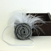 Image of Rose Feathered Elastic Headband in Light Steel Grey