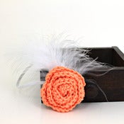 Image of Rose Feathered Elastic Headband in Cantaloupe