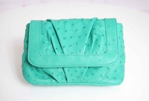 Image of Laura Clutch - Emerald Ostrich