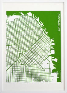 Image of Green Silk-Screen Printed Map of San Francisco