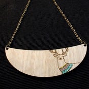 Image of Stag hand coloured bib pendant