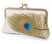 Image of Peacock feather linen clutch bag