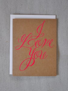 Image of Neon Pink I Love You Card