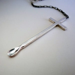 Image of Sterling Silver Spoon Cross Rosary<br /> <br />