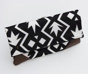 Image of -- S O L D -- a foldover clutch in black + white graphic print