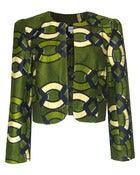 Image of Fair Trade African Print Round Neck Jacket Khaki