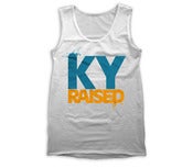 Image of KY Raised Men's Tank in White, Teal, & Orange
