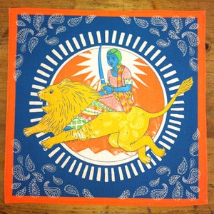 Image of 'Leaping Lion Girl' pocket square / handkerchief