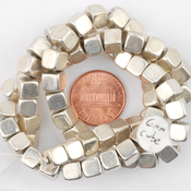 Image of 6mm Silver Plate Cubes - 16" strand