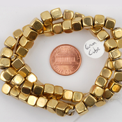 Image of 6mm Brass Cube Beads - 16" strand