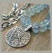 Image of Aquamarine Brocade Silver Disc Gemstone Necklace