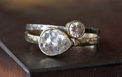 Image of Silver-Clear Rose Cut Diamond RIng in 14kt Gold 