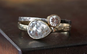 Image of Silver-Clear Rose Cut Diamond RIng in 14kt Gold