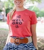 Image of Women's Organic Logo Tee:  natural, galaxy, and pomegranate