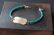 Image of Leather & Metal Nameplate Friendship Bracelet
