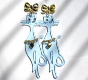 Image of Neon Sassy Cat earrings Pale Blue
