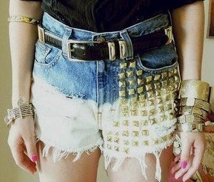 Image of High Waisted Ombre Shorts With (Round) Dome Studs