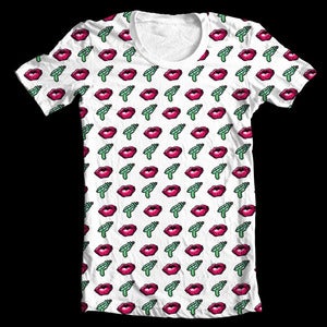 Image of Lips & Lazer Guns All-Over Print T-Shirt