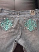 Image of Dereon Jean Size 18 Teal & Rhinestone on Back
