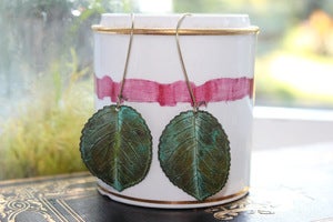 Image of Basic Leaf Earrings // Patina Collection