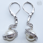 Image of Wrapped Pearl Crystal Drop Earrings